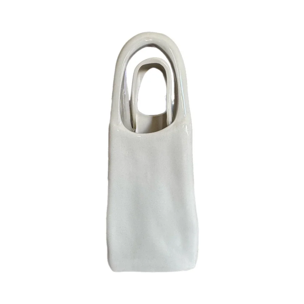 Room 2 Room Blue White Striped Ceramic Tote Bag Vase Coastal Decor